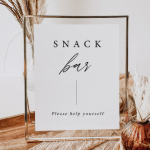 Elegante Kalligrafie-Hochzeits-Snack-Bar-Schild Po Poster