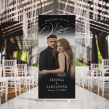 Elegante Kalligrafie-Hochzeitsfoto-Willkommensgruß