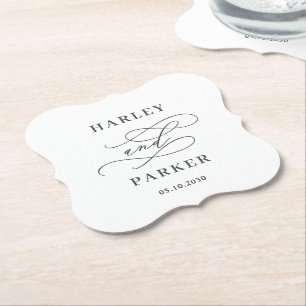 Elegante Kalligrafie Hochzeitsprobe Verlobung Untersetzer
