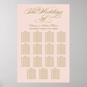 Elegante Kalligrafie-Hochzeitssitzplan in Rosa Poster