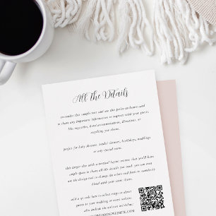Elegante Kalligrafie in einem QR-Code Hochzeit Begleitkarte