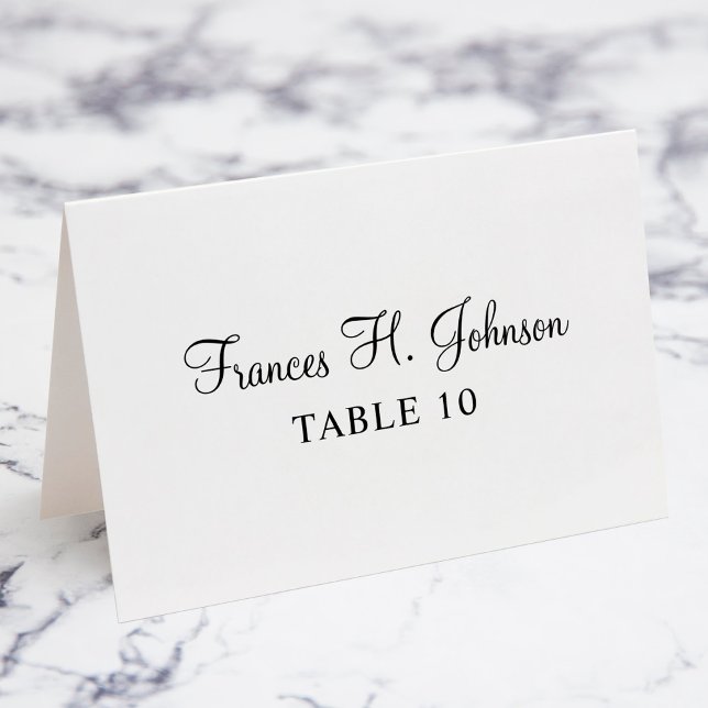 Elegante Kalligrafie Individuelle Platzkarten Tischnummer (Fold Your Own Place Cards)