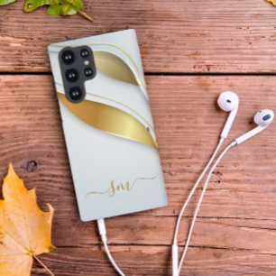 Elegante Kalligrafie-Initialen Gold Weiß Samsung Galaxy Hülle