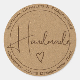 Elegante Kalligrafie-Kraftpapierhandmarken Runder Aufkleber
