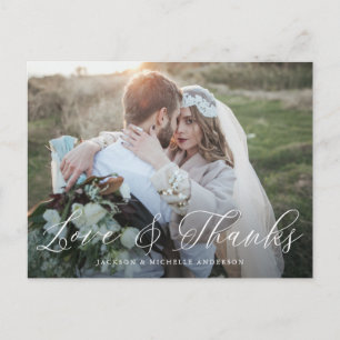Elegante Kalligrafie Liebe & Dankeschön Hochzeit Postkarte