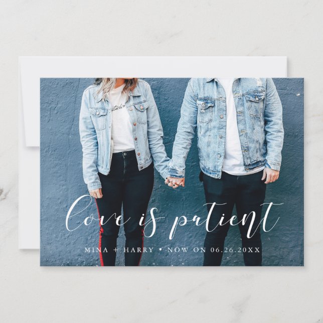 Elegante Kalligrafie-Liebe ist ein Hochzeitsupdate Ankündigung (Vorderseite)