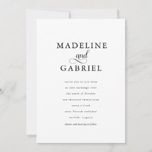 Elegante Kalligrafie Minimalistische Foto Hochzeit Einladung