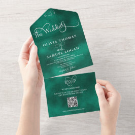Elegante Kalligrafie Moderne Hochzeit All In One Einladung