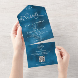 Elegante Kalligrafie Moderne Hochzeit All In One Einladung