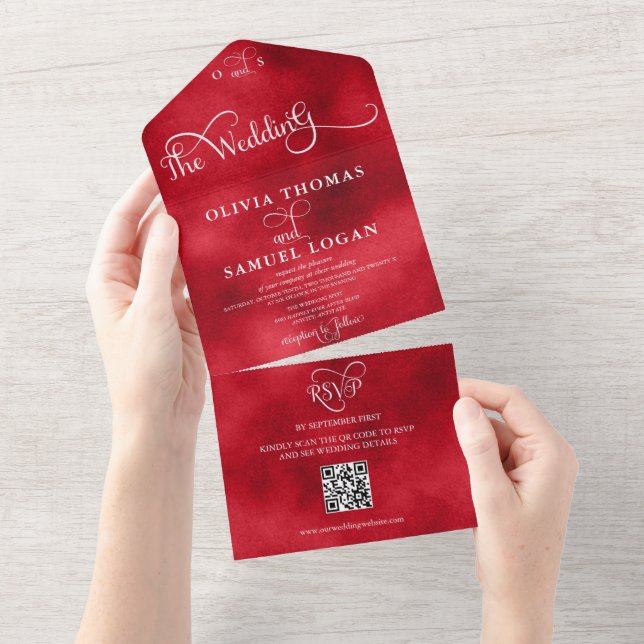 Elegante Kalligrafie Moderne Hochzeit All In One Einladung (Abreißtisch)