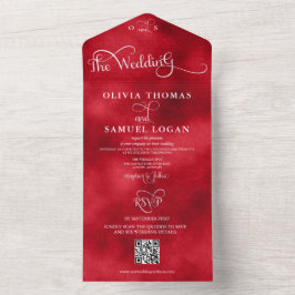 Elegante Kalligrafie Moderne Hochzeit All In One Einladung