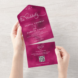 Elegante Kalligrafie Moderne Hochzeit All In One Einladung