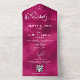 Elegante Kalligrafie Moderne Hochzeit All In One Einladung