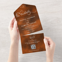 Elegante Kalligrafie Moderne Hochzeit All In One Einladung
