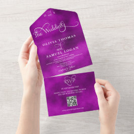 Elegante Kalligrafie Moderne Hochzeit All In One Einladung