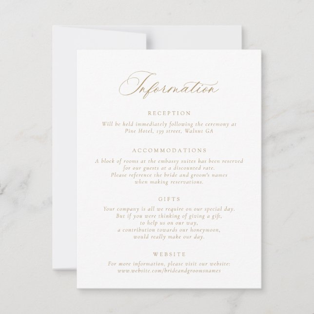 Elegante Kalligrafie Moderne SkriptWedding Info In Einladung (Vorderseite)