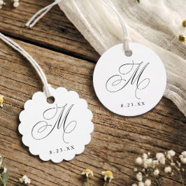 Elegante Kalligrafie-Monogramm Anfangsbuchstabe M Geschenkanhänger