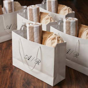 Elegante Kalligrafie-Monogramm-Hochzeitsgast Große Geschenktüte