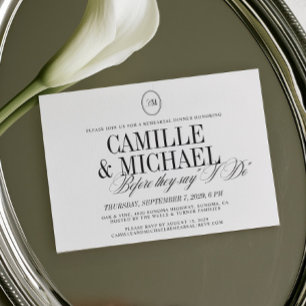 Elegante Kalligrafie-Monogramm-Probe-Dinner Einladung