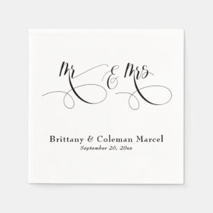 Elegante Kalligrafie Mr & Mrs Hochzeitsservietten Serviette