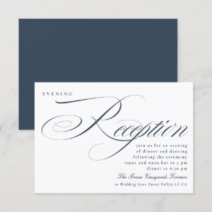Elegante Kalligrafie Navyblaue Hochzeitsfeier Einladung