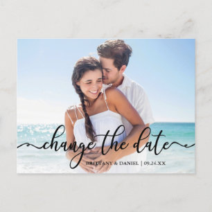 Elegante Kalligrafie - Neues Datum ändert das Datu Postkarte