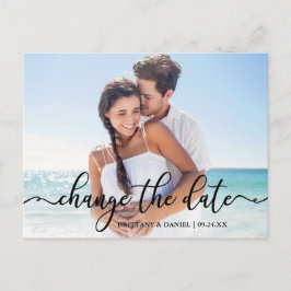 Elegante Kalligrafie - Neues Datum ändert das Datu Postkarte