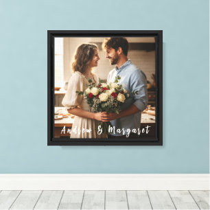 Elegante Kalligrafie-Overlay-Paar-Foto-Kunst Leinwanddruck