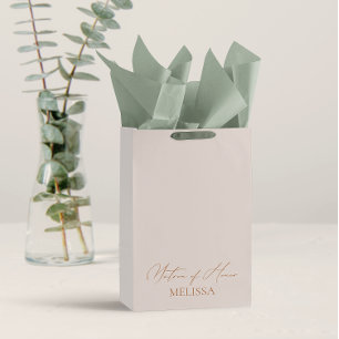 Elegante Kalligrafie Pearl Matron of Honor Favors Mittlere Geschenktüte