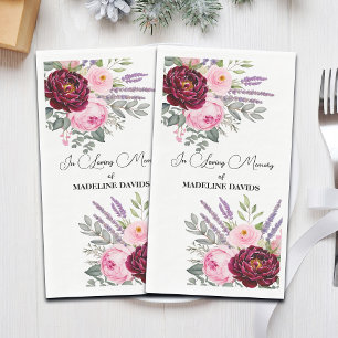 Elegante Kalligrafie-Pfingstrosen Beerdigung  Serviette