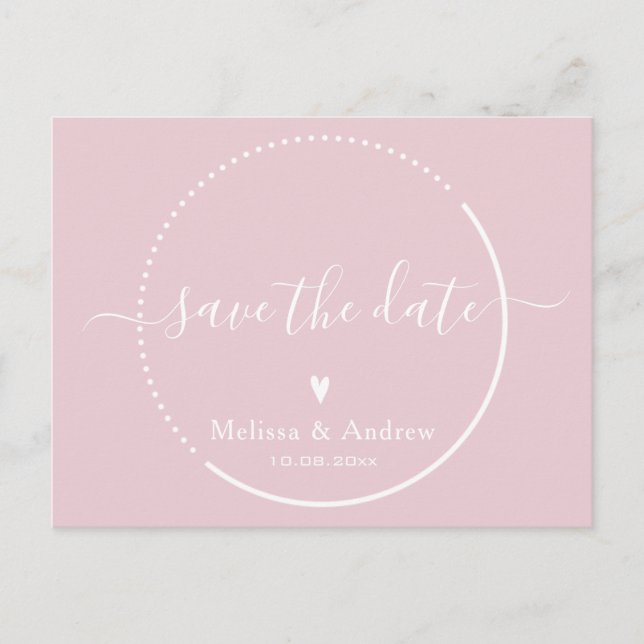 Elegante Kalligrafie Pink Wedding Save the Date Postkarte (Vorderseite)