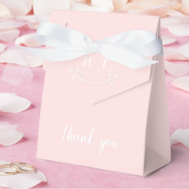 Elegante Kalligrafie Pink White Monogram Wedding Geschenkschachtel (Elegant Calligraphy Pink White Monogram Wedding Favor Boxes)