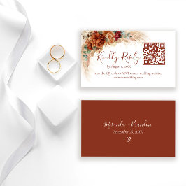 Elegante Kalligrafie-QR-Code Boho-Hochzeit-RSVP-Ka Begleitkarte