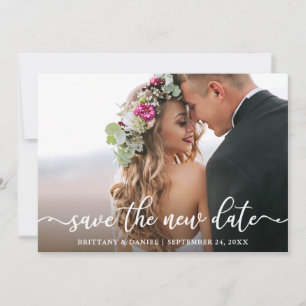 Elegante Kalligrafie Rette die neue Datumskarte Save The Date
