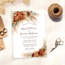 Elegante Kalligrafie Romantische Florale Boho-Hoch Einladung