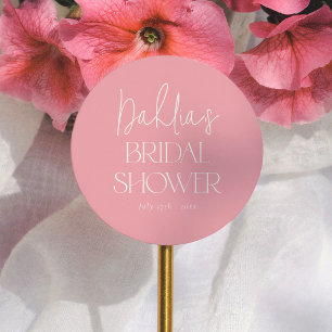 Elegante Kalligrafie Rosa Brautparty-Geschenk Runder Aufkleber