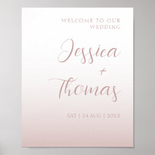Elegante Kalligrafie Roségold-Gradient Hochzeit Poster