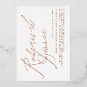 Elegante Kalligrafie Roségold Probeessen Folieneinladung