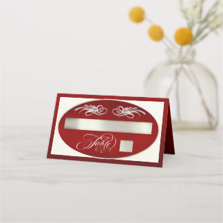 Elegante Kalligrafie - Rot/Silber Platzkarte