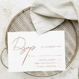 Elegante Kalligrafie Rustikale Terrakotta-Hochzeit RSVP Karte