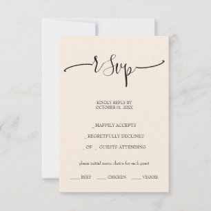 Elegante Kalligrafie-Schrift in Blush RSVP Karte