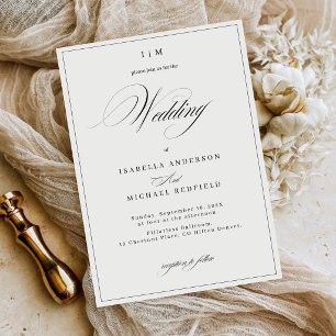 Elegante Kalligrafie-Schrift Monogramm Hochzeit Einladung