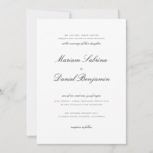 Elegante Kalligrafie-Schrift Schwarz-Weiß-Hochzeit Einladung
