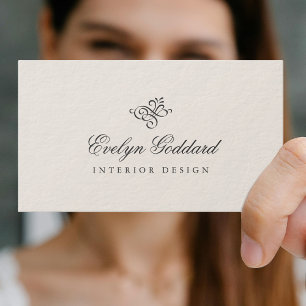 Elegante Kalligrafie-Schrift Schwung Ecru Visitenkarte