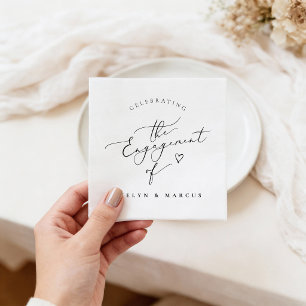 Elegante Kalligrafie-Schrift Verlobungsfeier Serviette