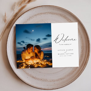 Elegante Kalligrafie-Schriftfoto-Hochzeit Dankeskarte