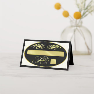Elegante Kalligrafie - Schwarz/Gold Platzkarte
