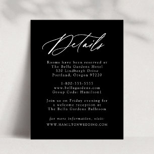 Elegante Kalligrafie Schwarz-Weiß-Details Begleitkarte