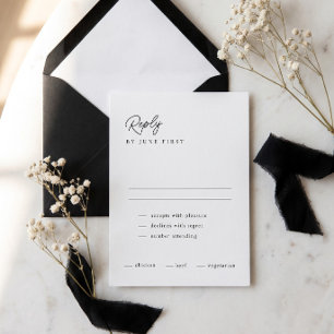 Elegante Kalligrafie Schwarz-Weiß-Hochzeits-RSVP-K Einladung