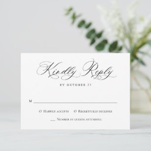 Elegante Kalligrafie Schwarz-Weiß Minimalistische RSVP Karte
